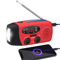 Nödradio 2000 mAh – AM/FM, Solcell & Powerbank