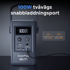 SolarPlay Q100 – Ultralätt och flyggodkänd bärbar powerstation för resor och backup