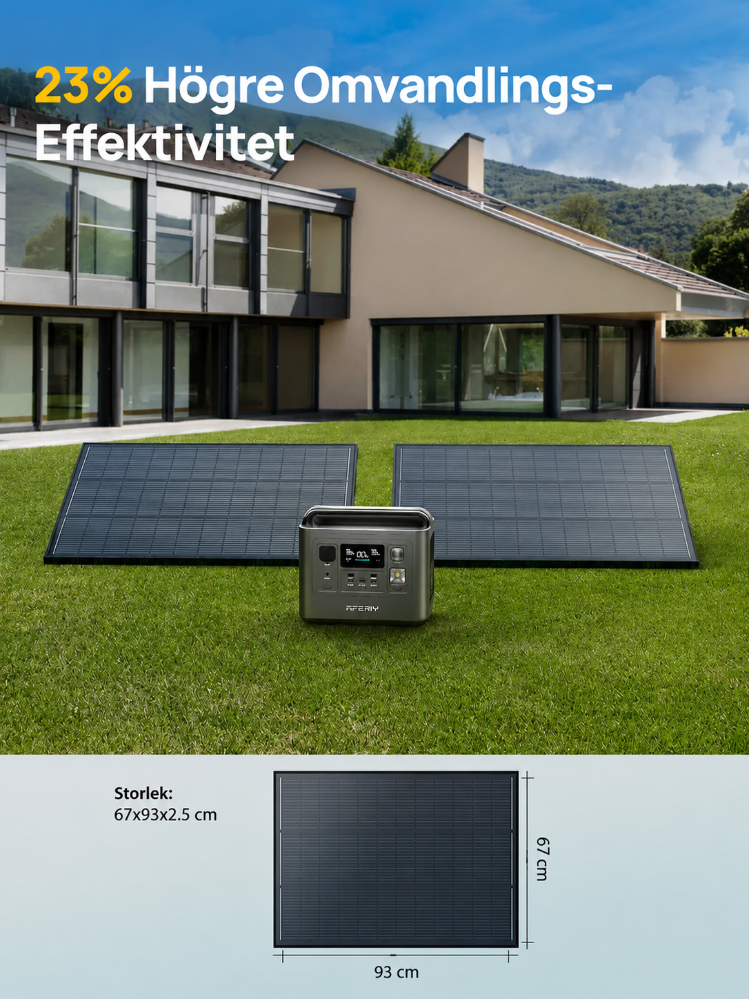 AFERIY AF-SG120 – Fast och robust 120W solpanel med IP68-klassning för extrema väderförhållanden.