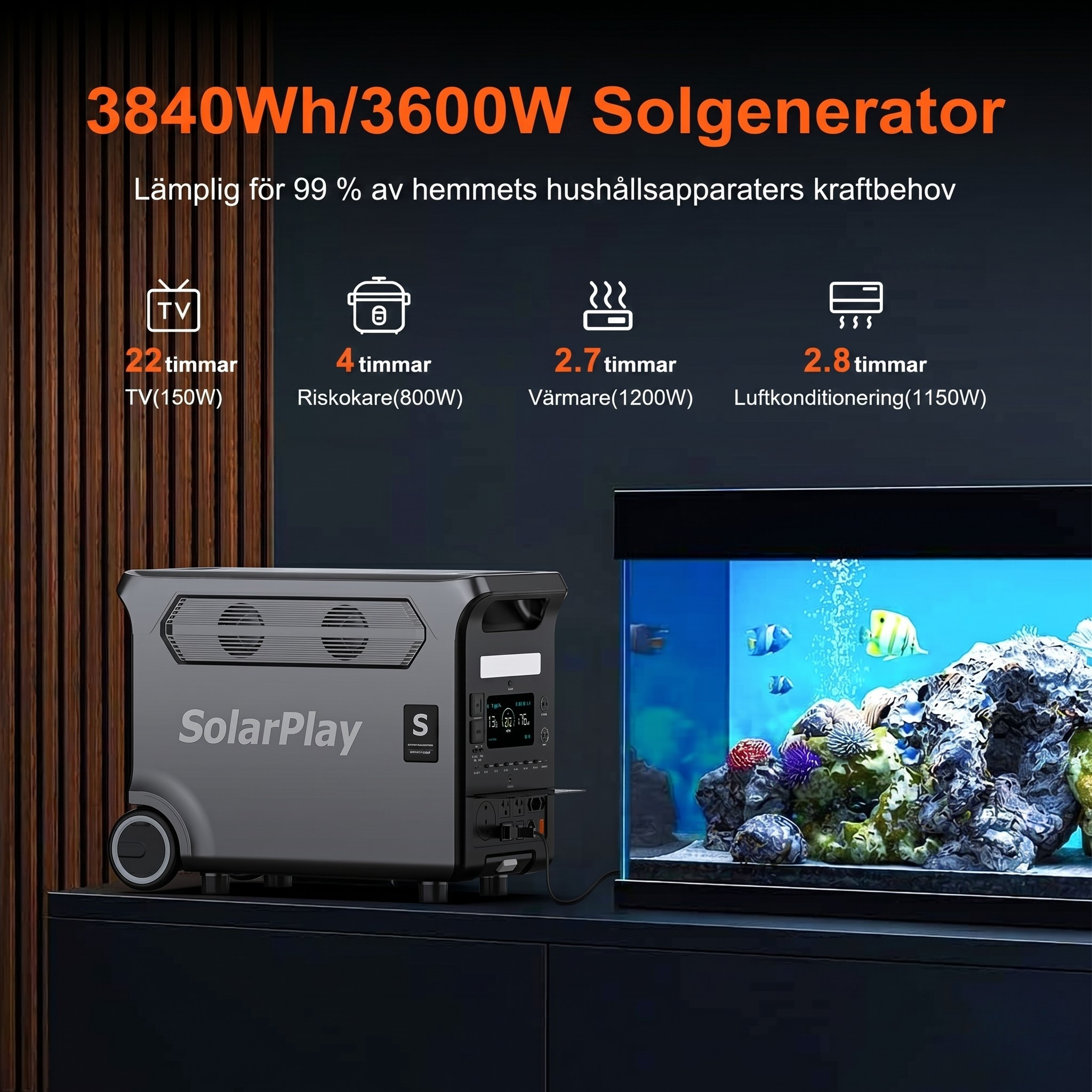 SolarPlay Q3600 – Ultrakraftfull powerstation med hjul för helhus-backup, husbilar och tunga maskiner.