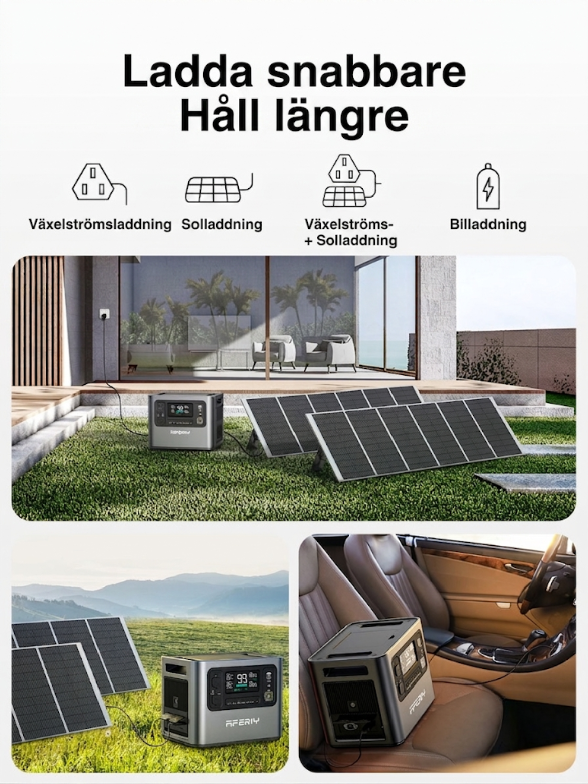 AFERIY P210, 2400W – Pålitlig och snabbladdad powerstation för trygg hembackup.  2048Wh
