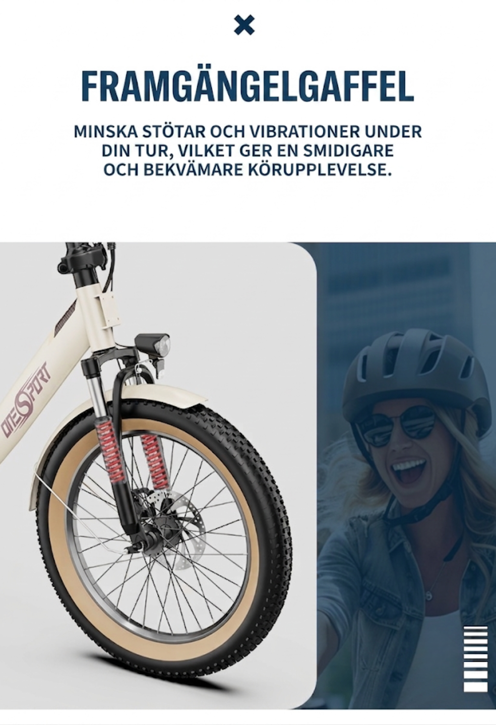 OneSport OT16-2 – Hopfällbar elcykel med extra breda däck och extrem batterikapacitet