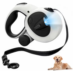 Automatiskt Hundkoppel med LED-lampa - Inbyggd avfallspåsehållare
