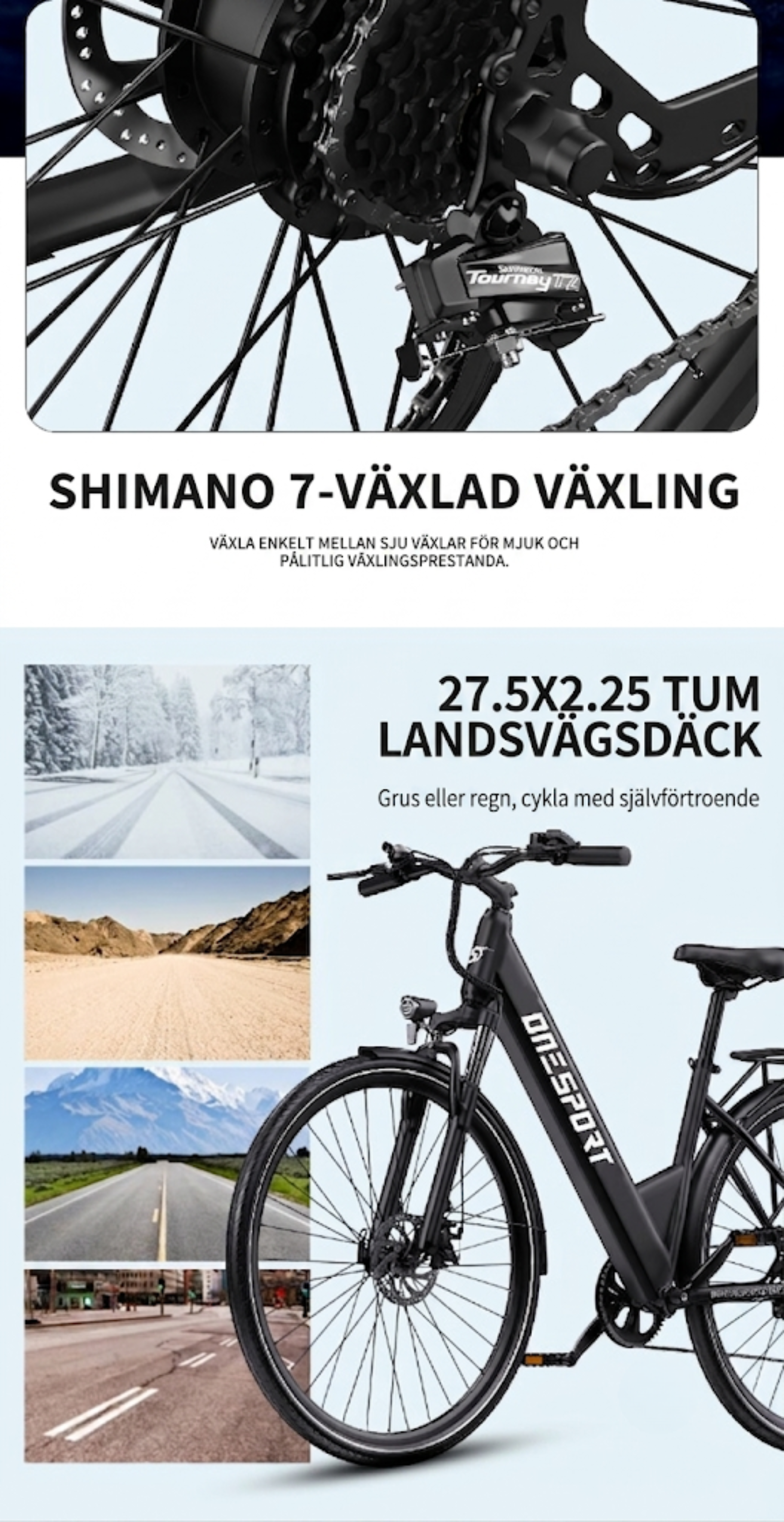 OneSport OT12 – Stilren och prisvärd elcykel för smidig stadspendling och grusvägar