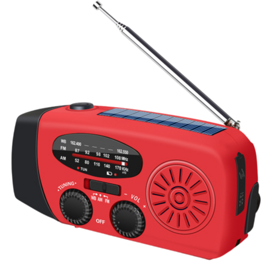Nödradio 2000 mAh – AM/FM, Solcell & Powerbank