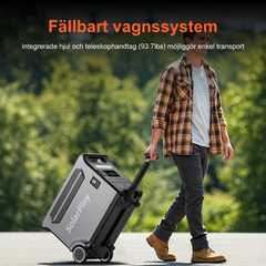 SolarPlay Q3600 – Ultrakraftfull powerstation med hjul för helhus-backup, husbilar och tunga maskiner.