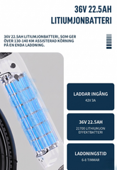 OneSport OT05 Pro – Premium-elcykel med extrem räckvidd och naturlig körkänsla BlåGrå
