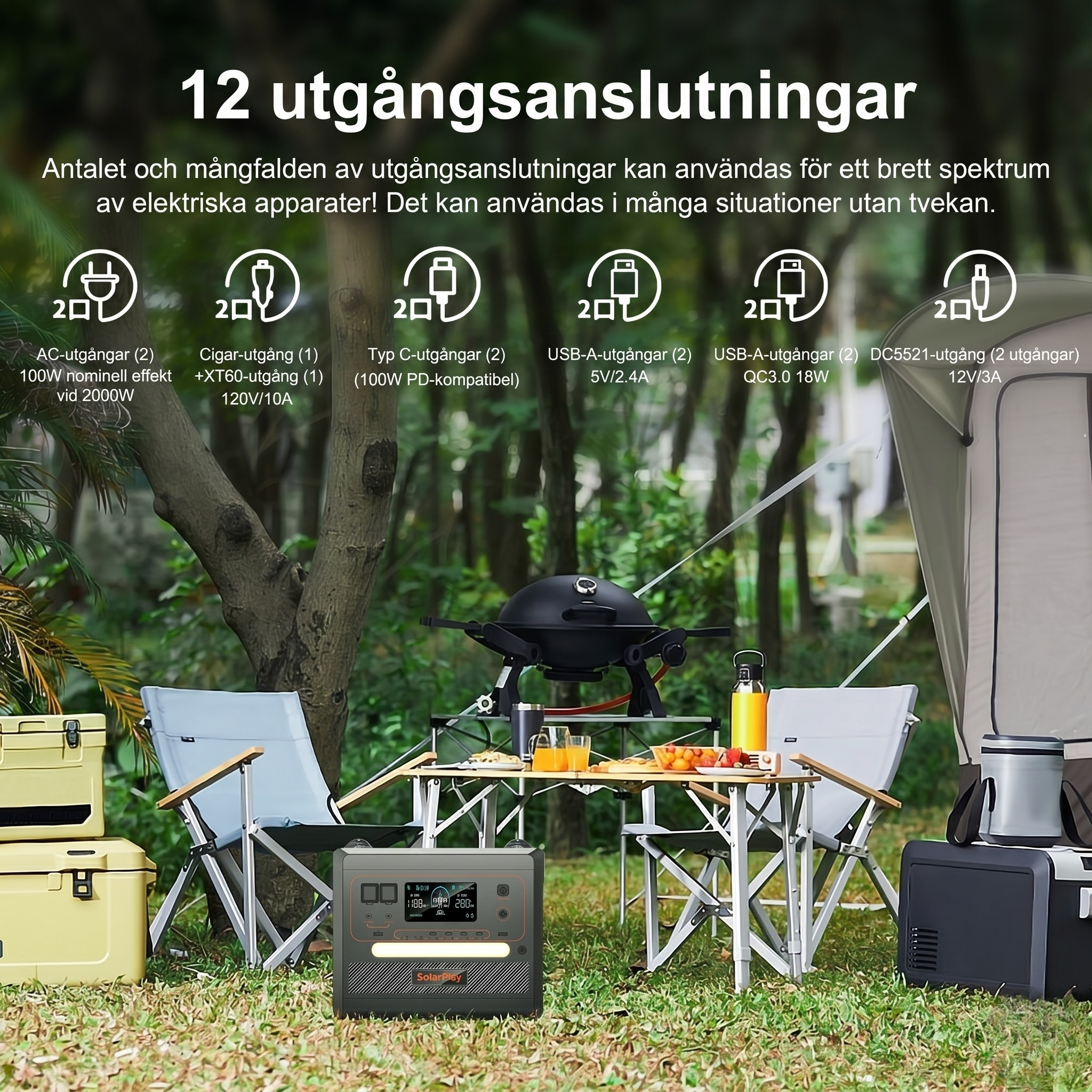 SolarPlay Q2402M – Ultralätt och högkapacitativ bärbar powerstation för hembackup och äventyr.