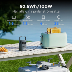 SolarPlay Q100 – Ultralätt och flyggodkänd bärbar powerstation för resor och backup