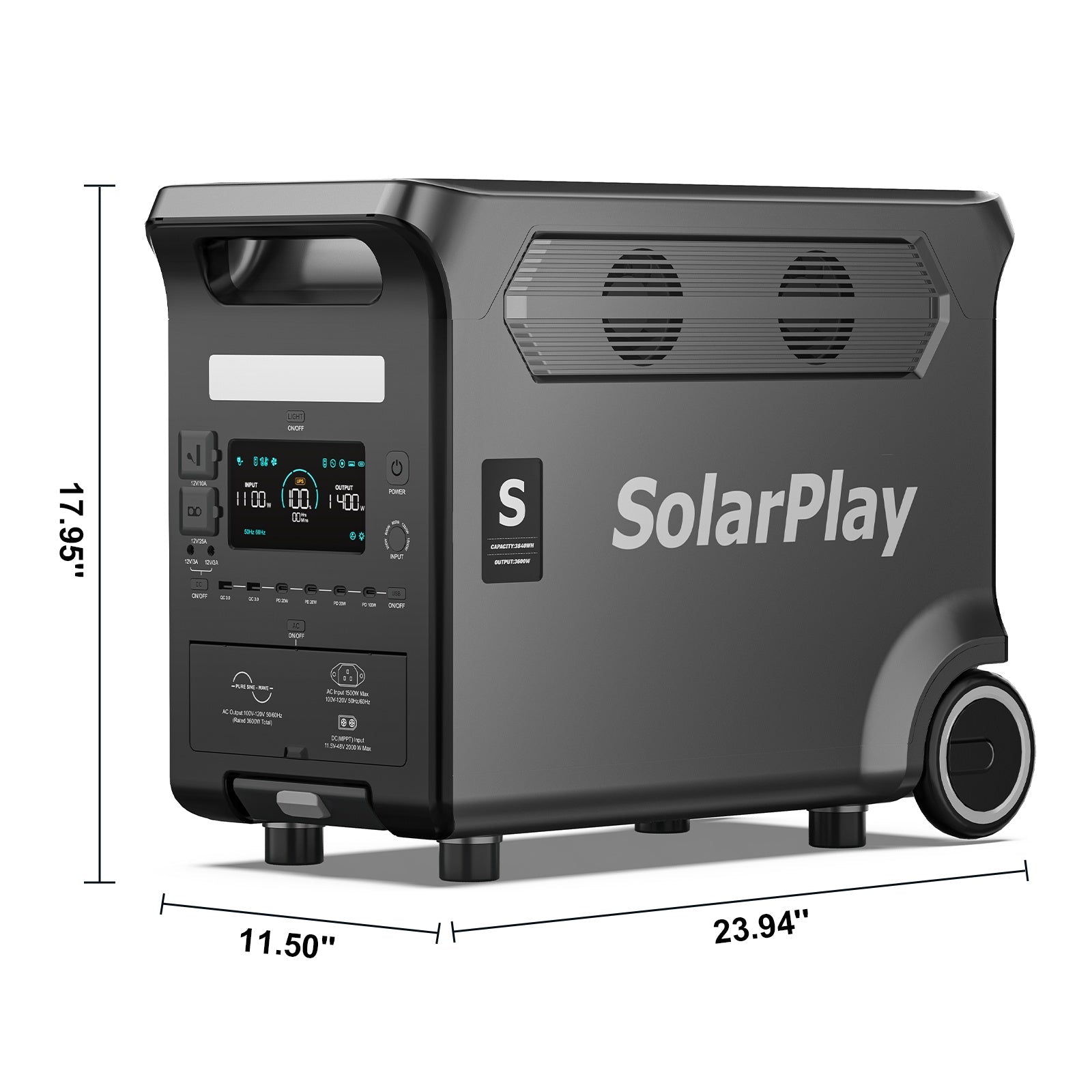 SolarPlay Q3600 – Ultrakraftfull powerstation med hjul för helhus-backup, husbilar och tunga maskiner.