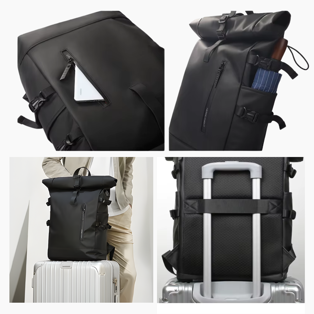 Rolltop – Vattentät laptopryggsäck med USB för pendling och resor