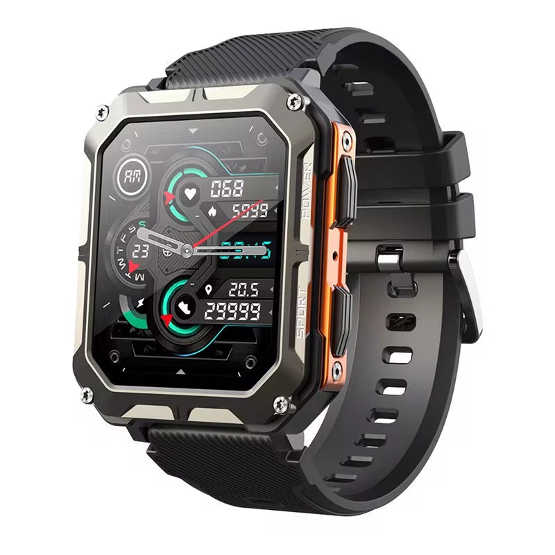 Smartwatch med Samtalsfunktion, Puls & Temperaturmätning, 24 Sportlägen, IP68