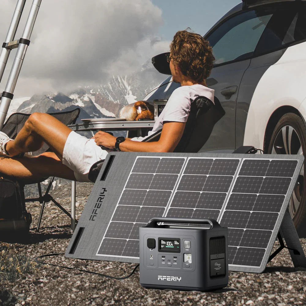 AFERIY AF-S100A1 – Ultralätt och vikbar 100W solpanel med hög verkningsgrad och direktladdning.