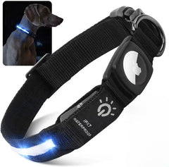 Hundhalsband med LED och AirTag-hållare