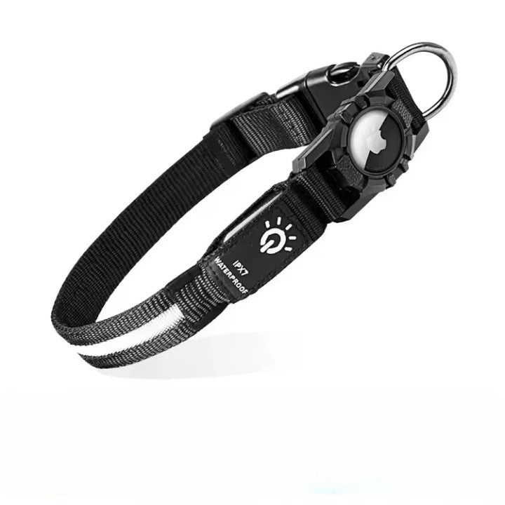 Hundhalsband med LED och AirTag-hållare