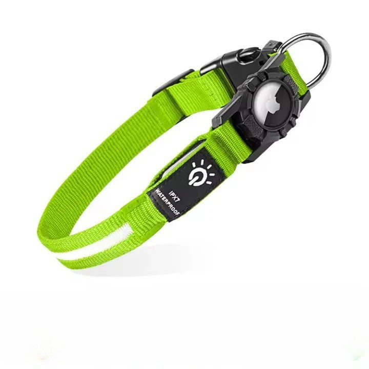 Hundhalsband med LED och AirTag-hållare
