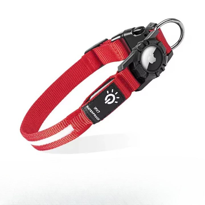 Hundhalsband med LED och AirTag-hållare