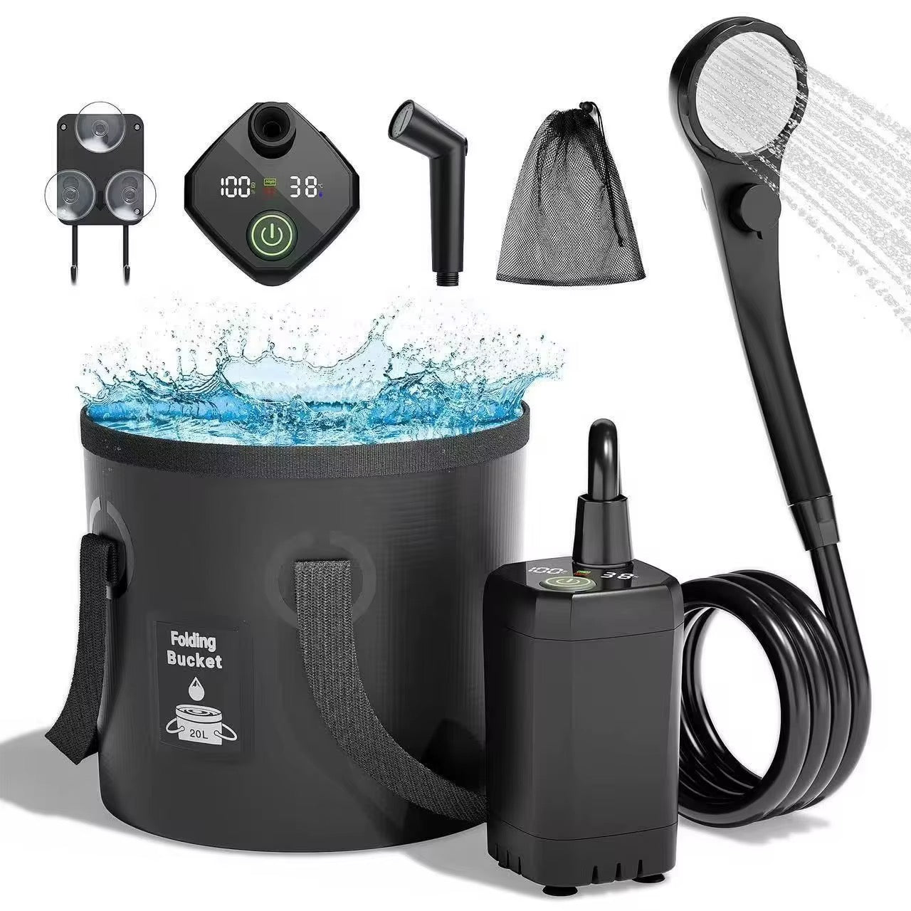 Campingdusch med Uppladdningsbar Vattenpump - 6000mAh