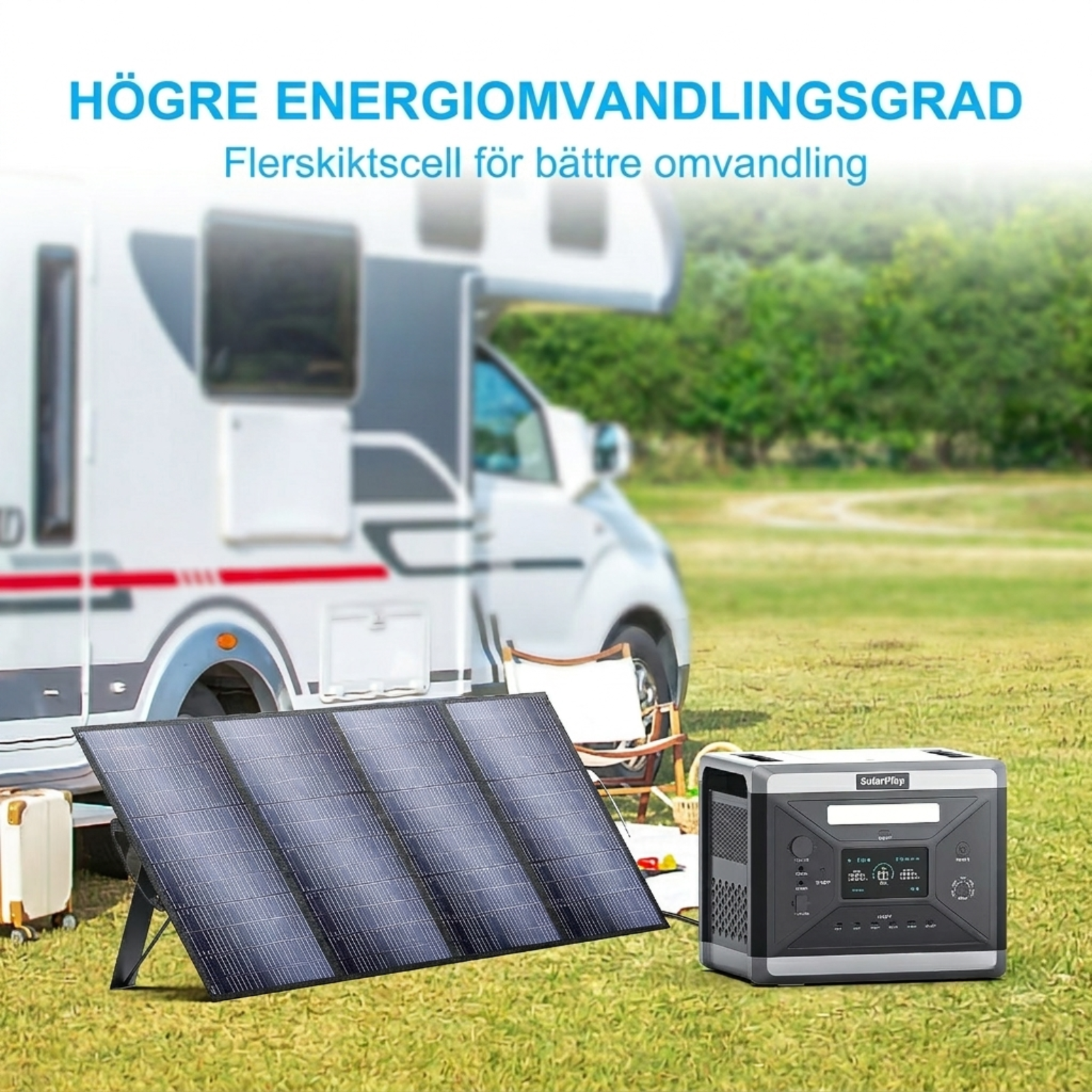 SolarPlay 200W – Vikbar solpanel med hög verkningsgrad för snabb och grön laddning