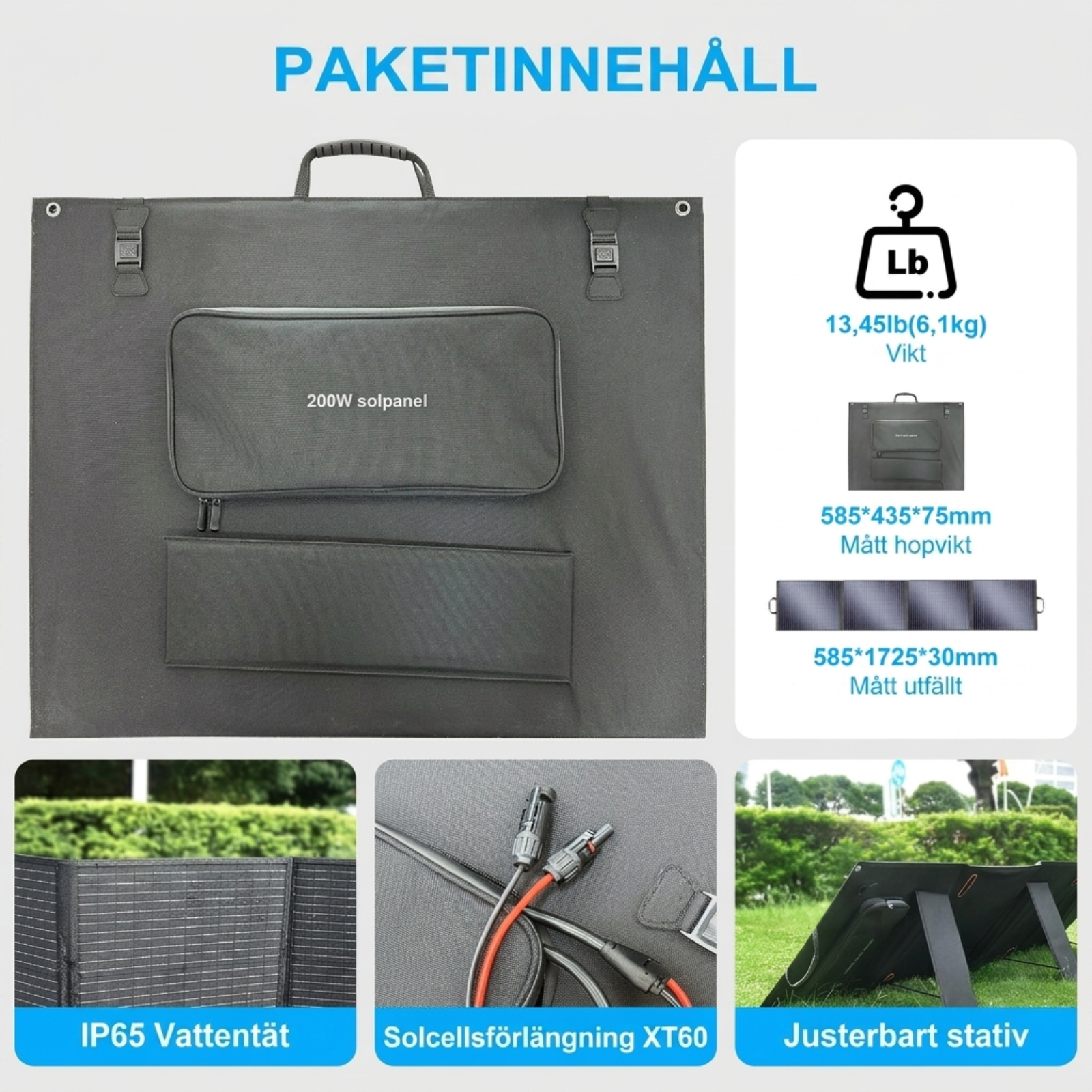 SolarPlay 200W – Vikbar solpanel med hög verkningsgrad för snabb och grön laddning
