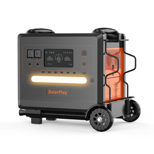 SolarPlay Q2402M – Ultralätt och högkapacitativ bärbar powerstation för hembackup och äventyr.